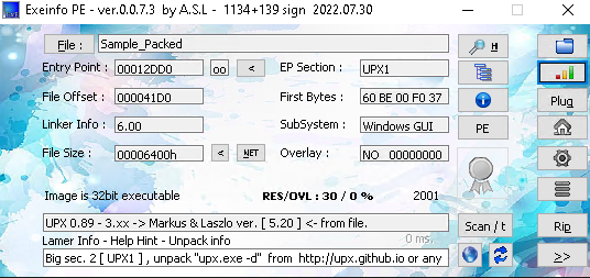 Exeinfo - Commands