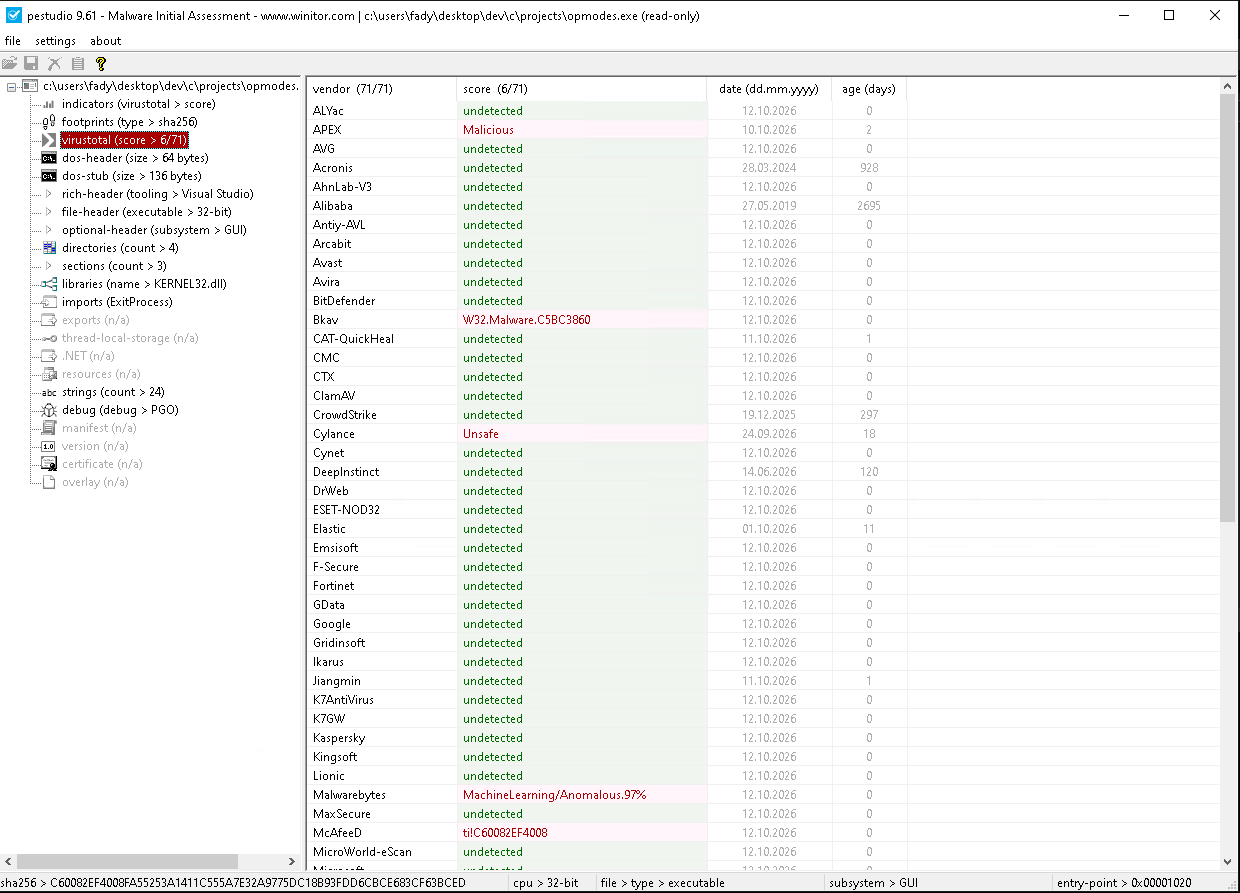 pestudio - Commands