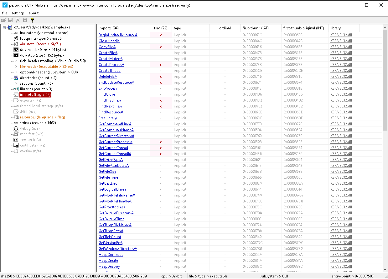 pestudio2 - Commands